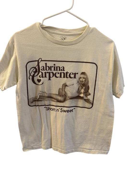 Tops - Sabrina Carpenter Short n' Sweet Graphic Tee - Cream over sized T